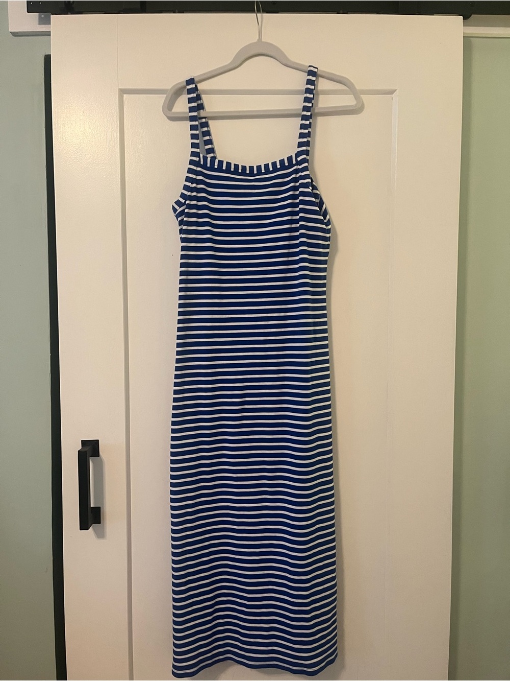 Blue and white striped maxi dress NWT